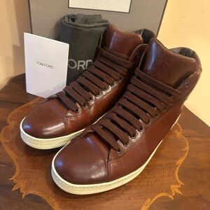 Tom Ford Men's Brown Russel Leather Sneakers 10UK 11 US